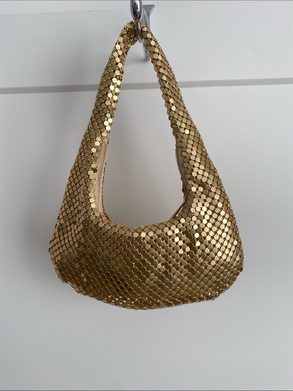 Gold Sequin Hobo Shoulder Bag - Women's Evening Accessory